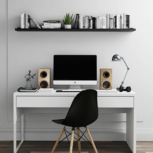 Nordic White Study Desk with Open Storage