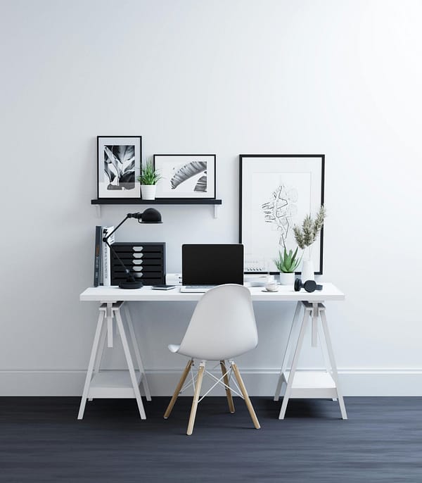 Plywood desk with Dual Open Shelving